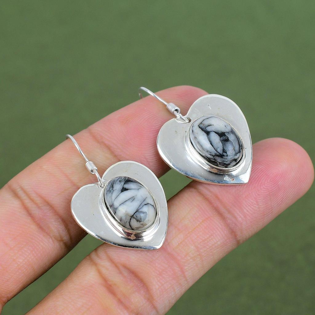Pinolith Jasper Earring 925 Sterling Silver Earring Natural Gemstone Earrings Pinolith Jasper Jewelry Handmade Dangle Earring Gifts For Her