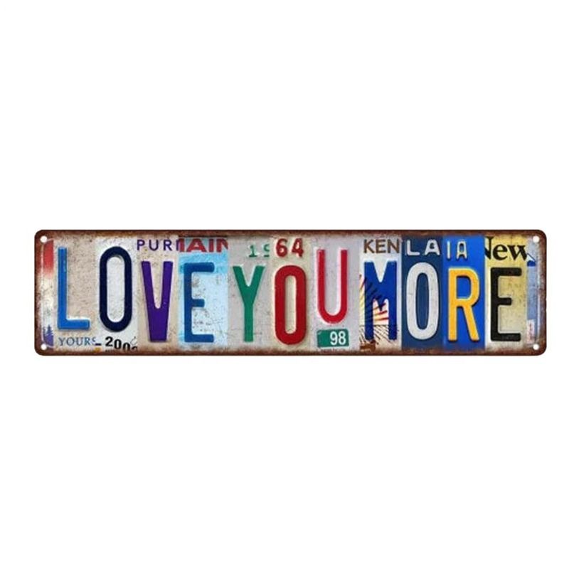 Fashion Love You More Door Sign Emotional Expression Hangable License Plate Vintage Wall Sign Decoration Hallway