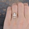 Gold Tone Lotus Flower Ring with Marquise & Round CZ, Layered Design Wedding Engagement Ring, Luxury Bridal Jewelry for Women