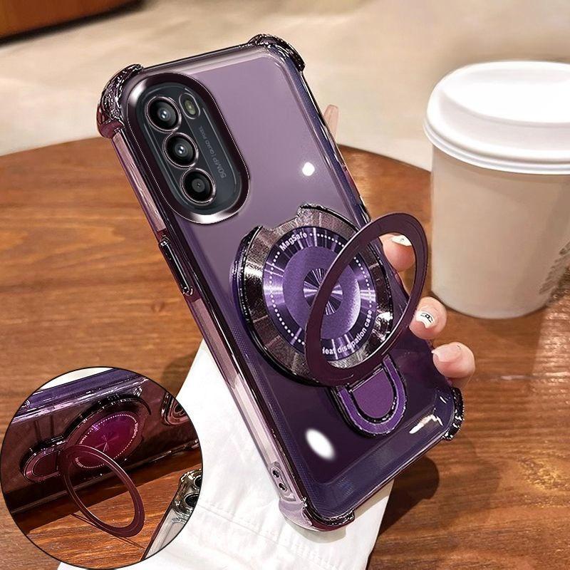 

Shockproof Plating Magnetic Bracket Case for Samsung Galaxy M56 5G Silicone Cover Galaxy M56 фиолетовый