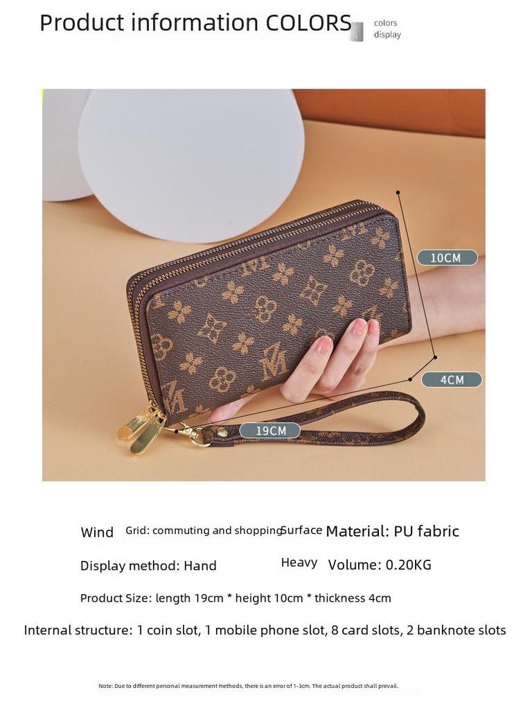 Women's 2023 Large Capacity Double Zipper Clutch Wallet with Letter Print