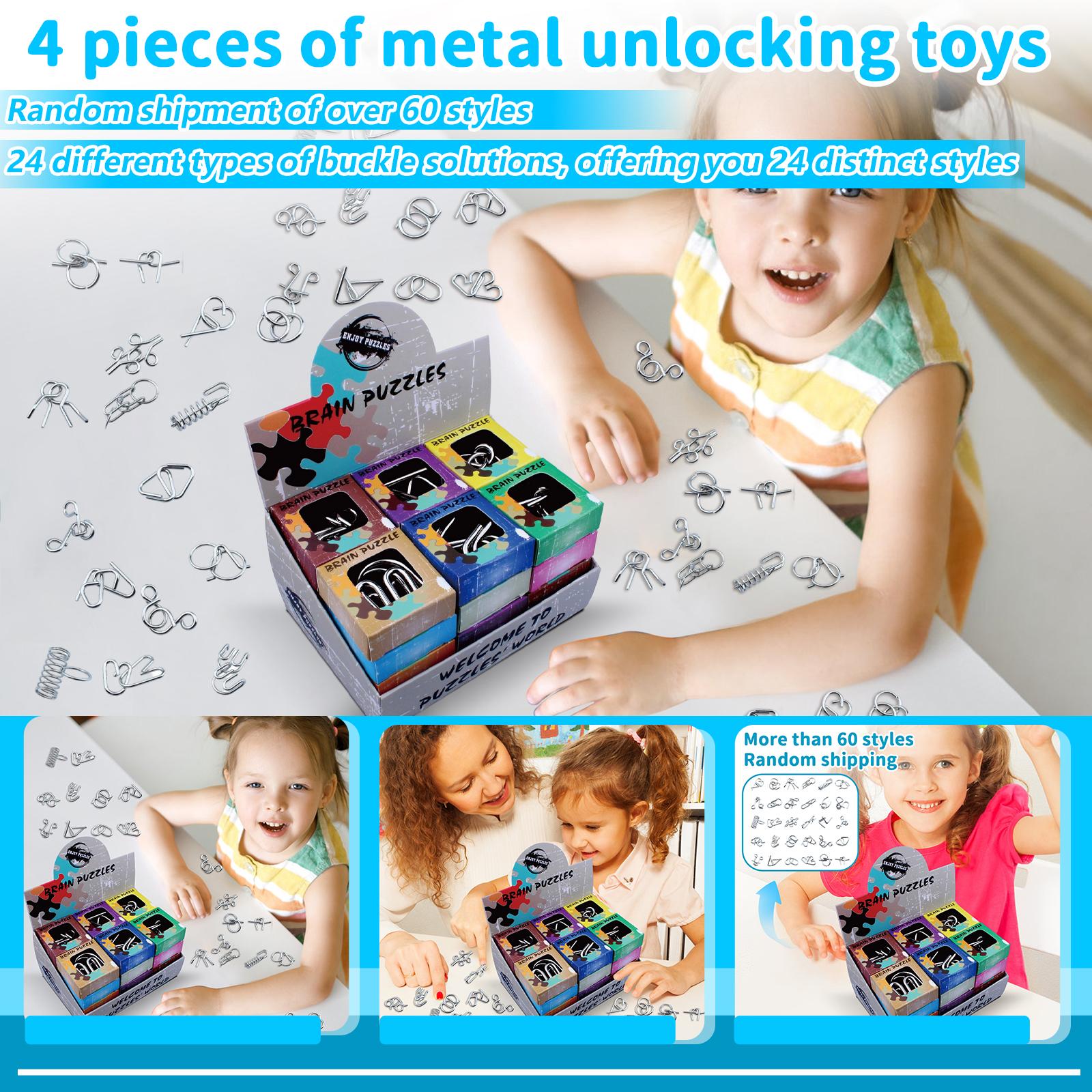 Metal Wire Puzzle Toy Brain Teaser Game Mind IQ Test Ring Kids Gift One Size