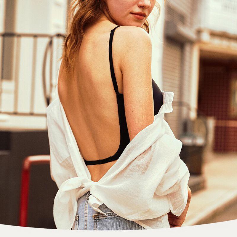 Exclusive Seamless Low-Back U-Shaped Halter Bra - Invisible, Multi-way, French Design
