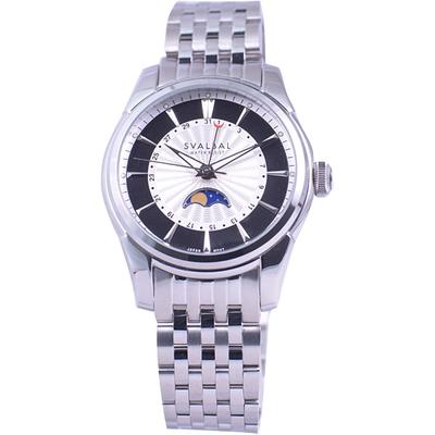 SVALBAL Herren SV10-MWH (Quarz Herren Sonnenflamme) Runde Uhr Silber Edelstahl Mehrzeiger Analog