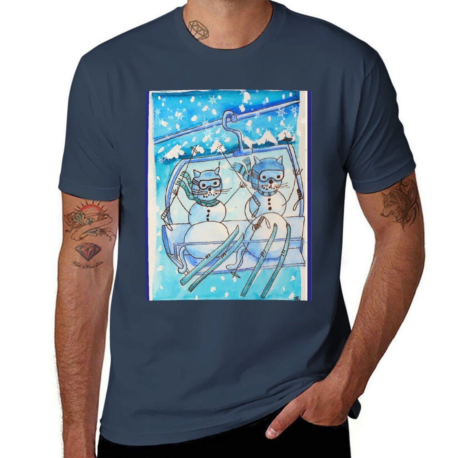 Christmas Ski Cats TShirt t shirts for man slim fit mens graphic t shirts TShirt S