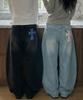 Graver [Unisex][Unisex] Dot Cross Embroidered Wide Curved Jeans_3 Colors