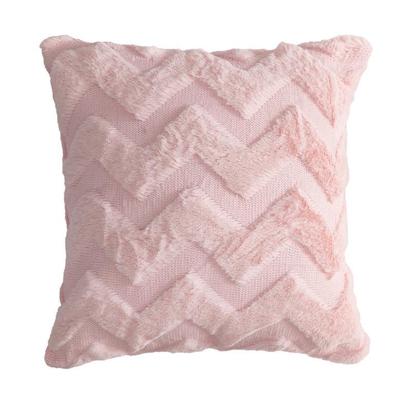 Solid Color Geometric Embroidered Plush Sofa Pillowcase