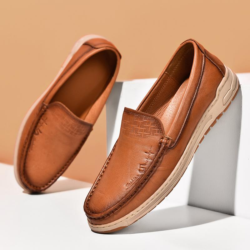 Fashion Genuine Leather Men Loafers New Summer Man Casual Shoes Soft Soled Slip on Flats Outdoor Walking Shoe Fashion Business Moccasins