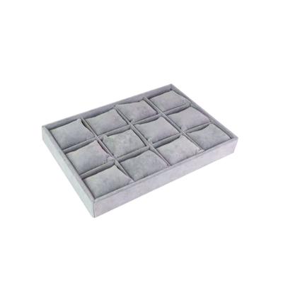 Velour Linen Bracelet Box Watch Stud Tray 12 Grid Plate with Pillow Home Organization Jewelry Multifunction Case