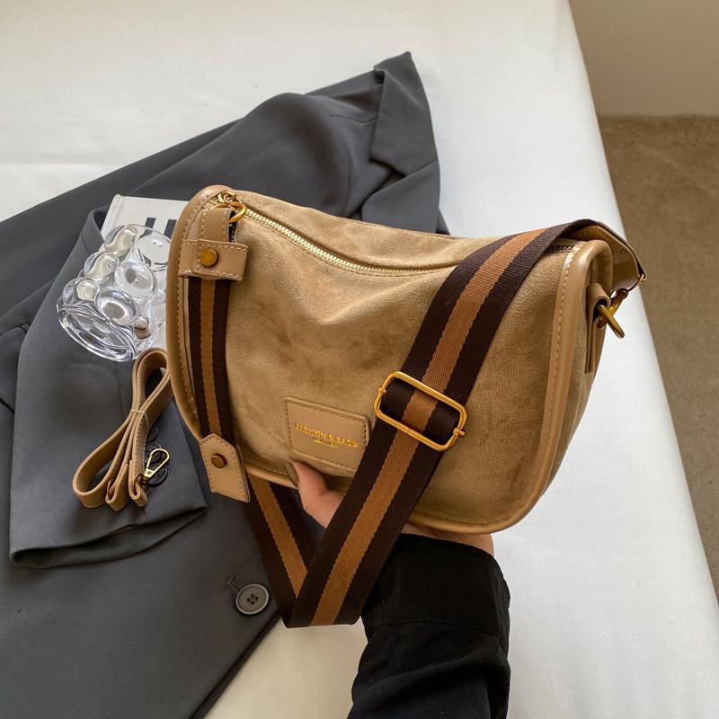 Новинка 2023 Женская Модная Сумка из Замши Ретро Высококачественная Сумка-Пельмень Межграничный Стиль хаки