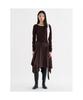 Anggae Unbalanced Satin Skirt Brown