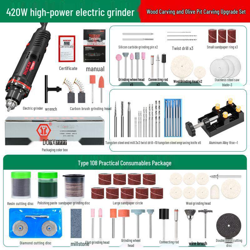 High-Power Electric Grinder & Polisher for Cutting, Jade Opening, Peeling, and Wood Carving