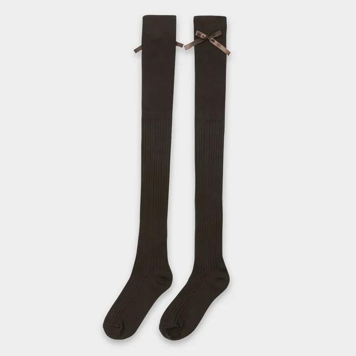 Ribbon Over Knee socks_Brown