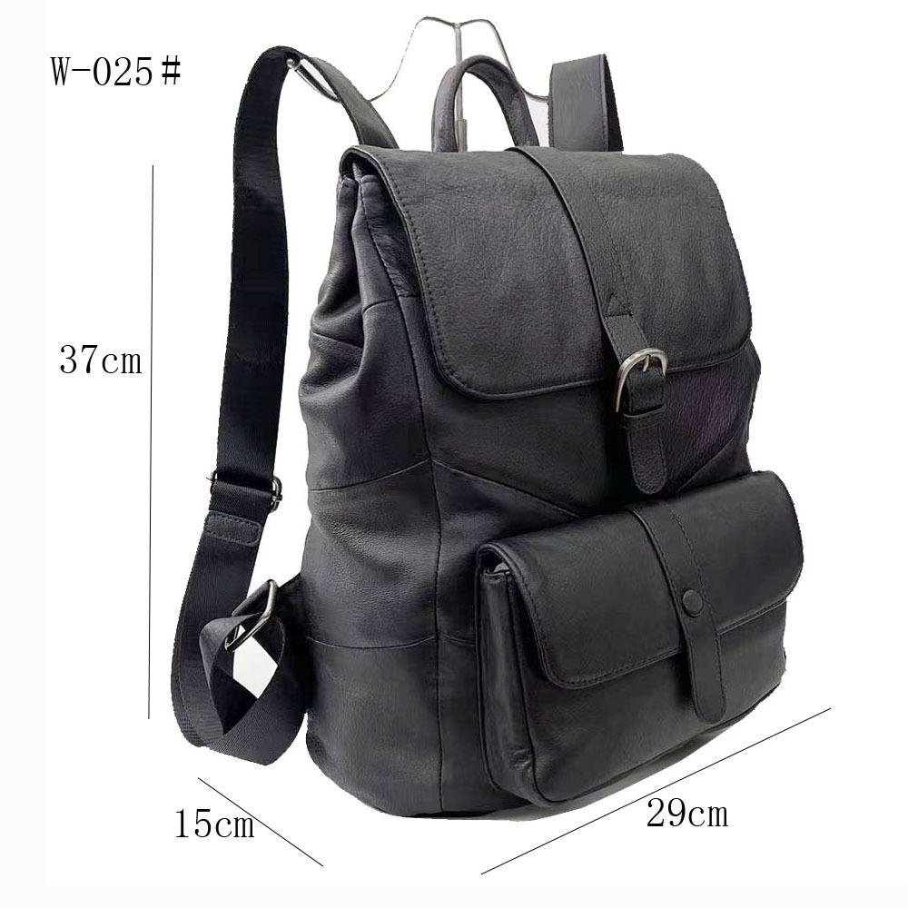 Leather Backpack Women'S Bag Black First-Layer Cowhide Backpack