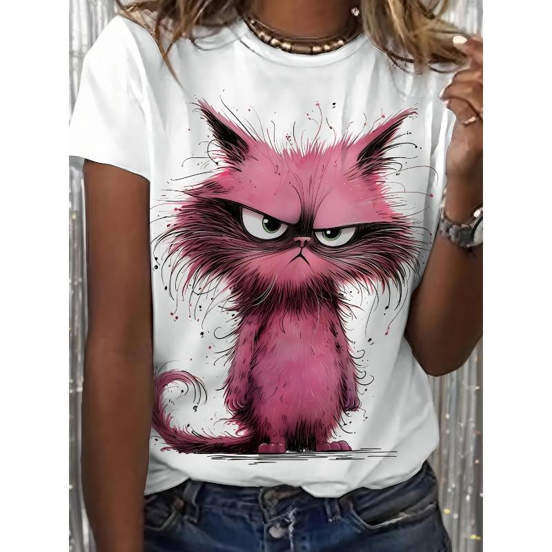 

European sizes [Women s Round Neck T-Shirt] Design for 3D Pattern Printing, Casual And Comfy Round Neck Top for Women 4XL