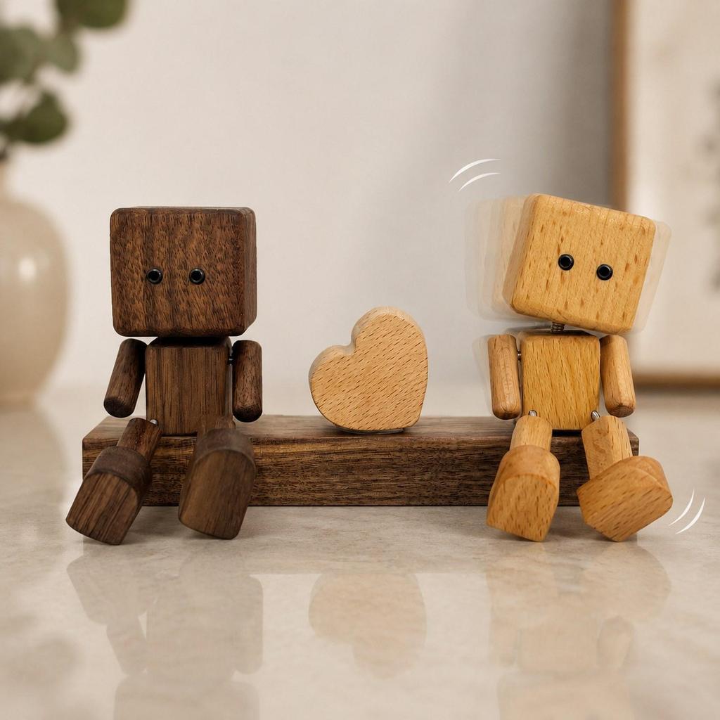 Car Dashboard Statue Creative Wooden Doll Shaking Feet Couple Figure Vehicle Man