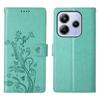 For Xiaomi Redmi Note 14 4G (163.25mm) Wallet Case Butterfly Floral Imprint PU Leather Phone Cover with Wrist Strap