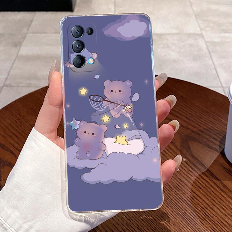 Cases For OPPO Reno 5 5Pro 5K Find X3 Lite Shell Clear Silicone Soft TPU Back Cover For Reno5 K Pro Cute Rabbit Cat Phone Case