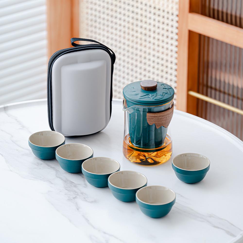 Glass travel tea set portable express cup outdoor kung fu teacup Japanese teapot business gift set