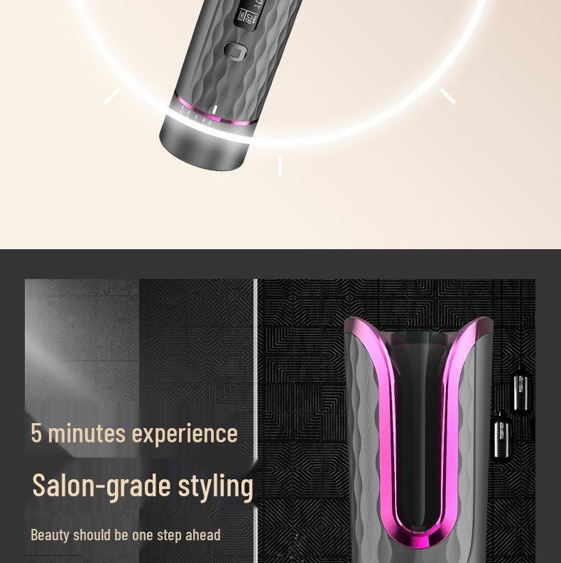 Wireless Automatic Rotating Curling Iron with LCD Display