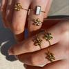 CARLIDANA New Fashionable Stainless Steel Ring High-End Daisy Colorful Zircon Flower Opening Adjustable Ring for Women Jewelry