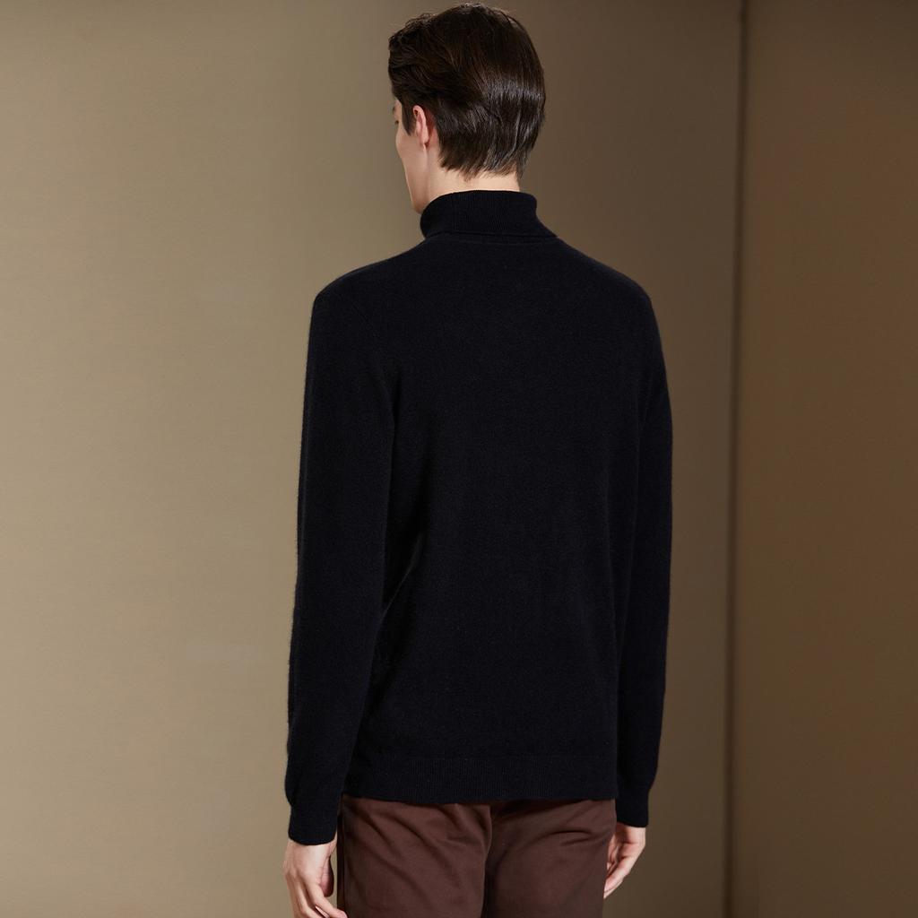330g Heavy Duty Thick Australian Wool High Necked Woolen Sweater for Men's Autumn and Winter Solid Color Warm Thick Base Sweater