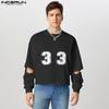 INCERUN Herren Frühling Cutout Langarm Print Lockerer Pullover Sweatshirts