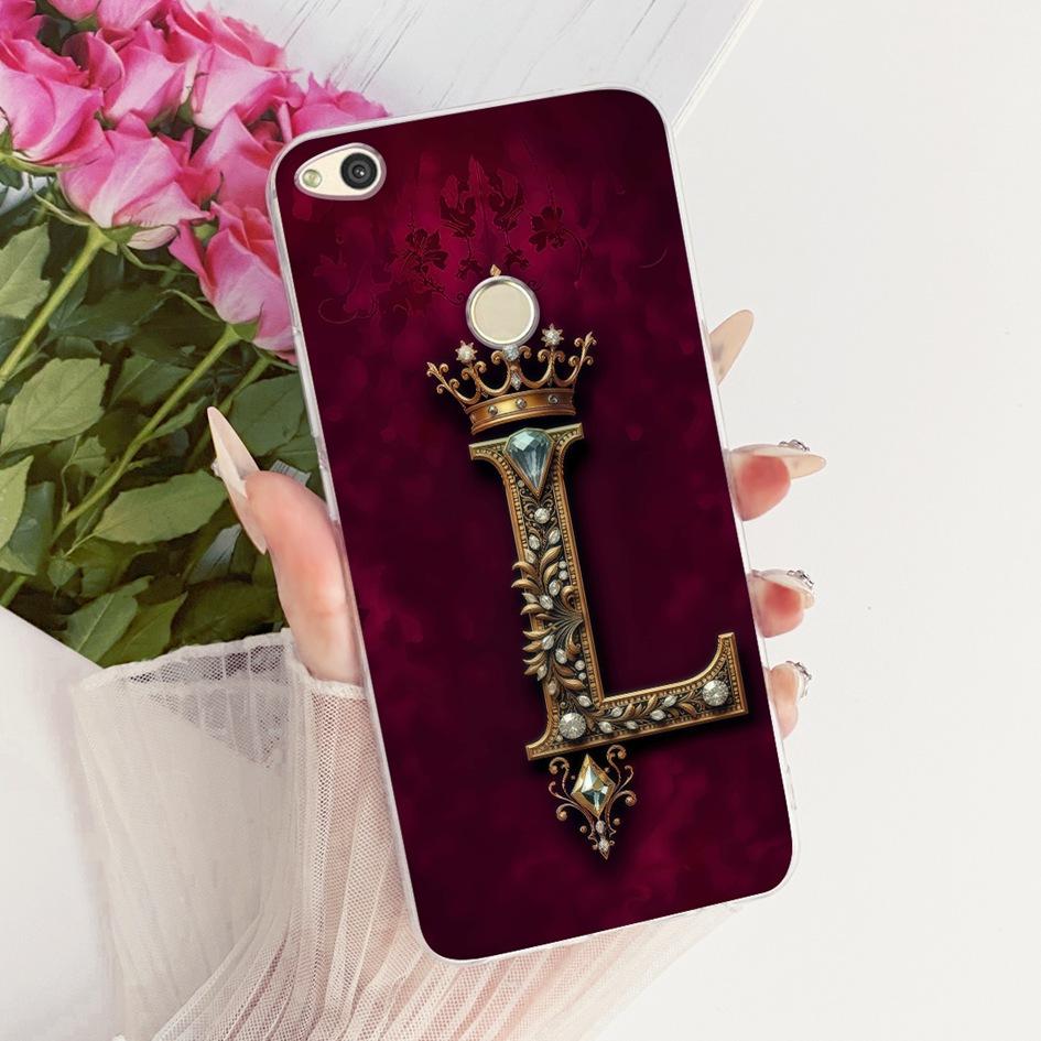 For Huawei P8 P9 Lite 2017 Case PRA-TL10 Luxury Initial Letter Soft Silicone Cover For Honor 8 Lite PRA-LX1 Nova Lite 2017 Shell