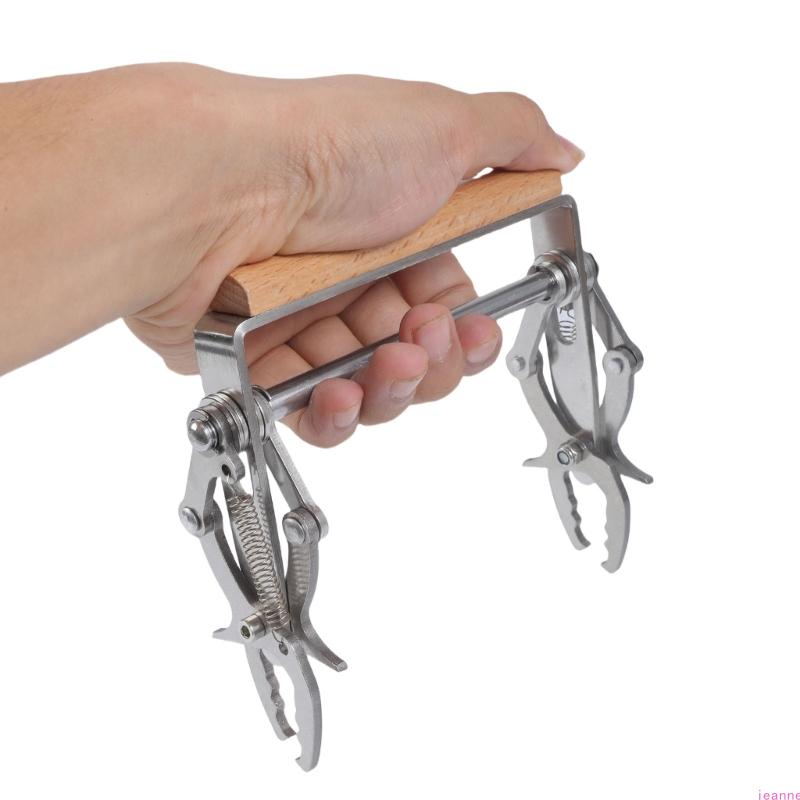 Beekeeping Frame Gripper aus Edelstahl mit glattem Holzgriff für sichere Wabenrahmenhandhabung