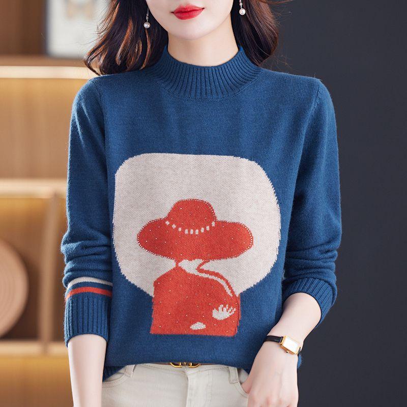 

Уютный женский пуловер с длинным рукавом косой вязки с воротником-стойкой — мягкая шерстяная ткань средней эластичности, элегантный дизайн с высоким воротником, детали в рубчик, M