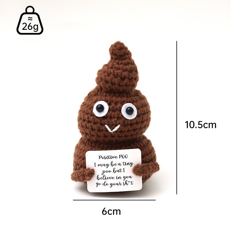 Positive Crochet Dog Doll With Affirmation Card Home Room Decoration Funny Handmade Plush Wool Doll Ornaments Christmas Gifts