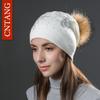 Multiple Styles Women Hat Fashion Pompom Raccoon Fur Cap Winter Knitted Wool Warm Hat Women Butterfly Casual Beanies