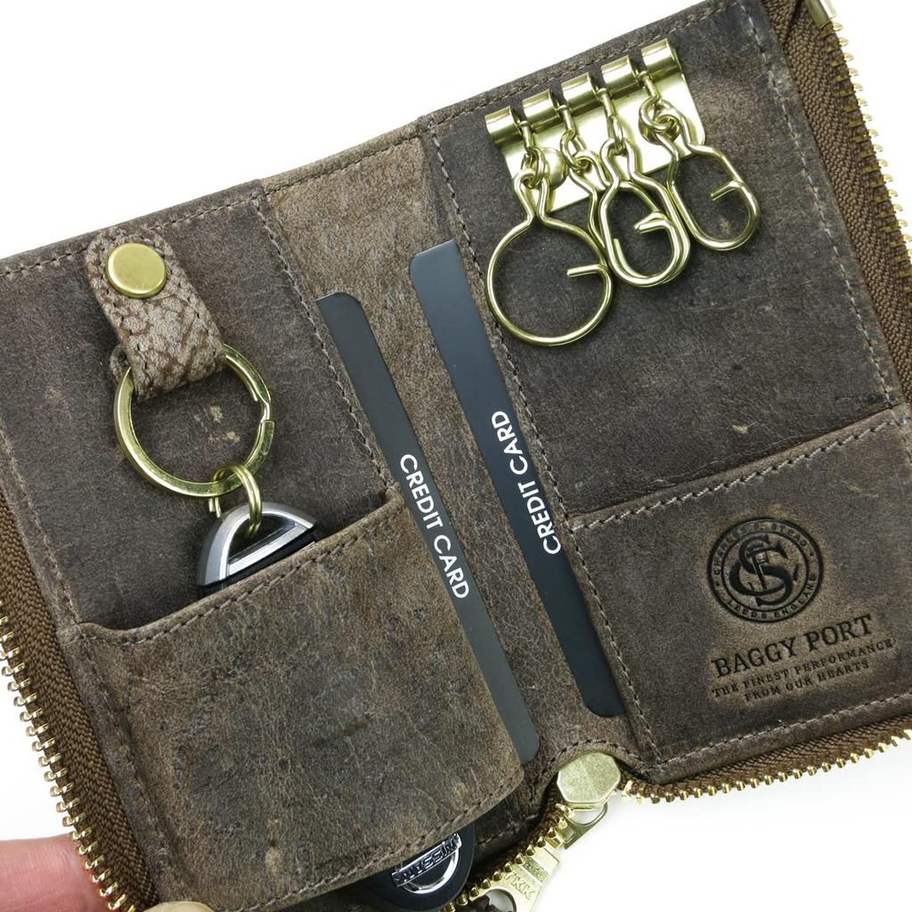 Baggy Port Key Case, Kudu Leather, Unisex, Key Ring, Key Holder, ZKM-903 (Yellow)