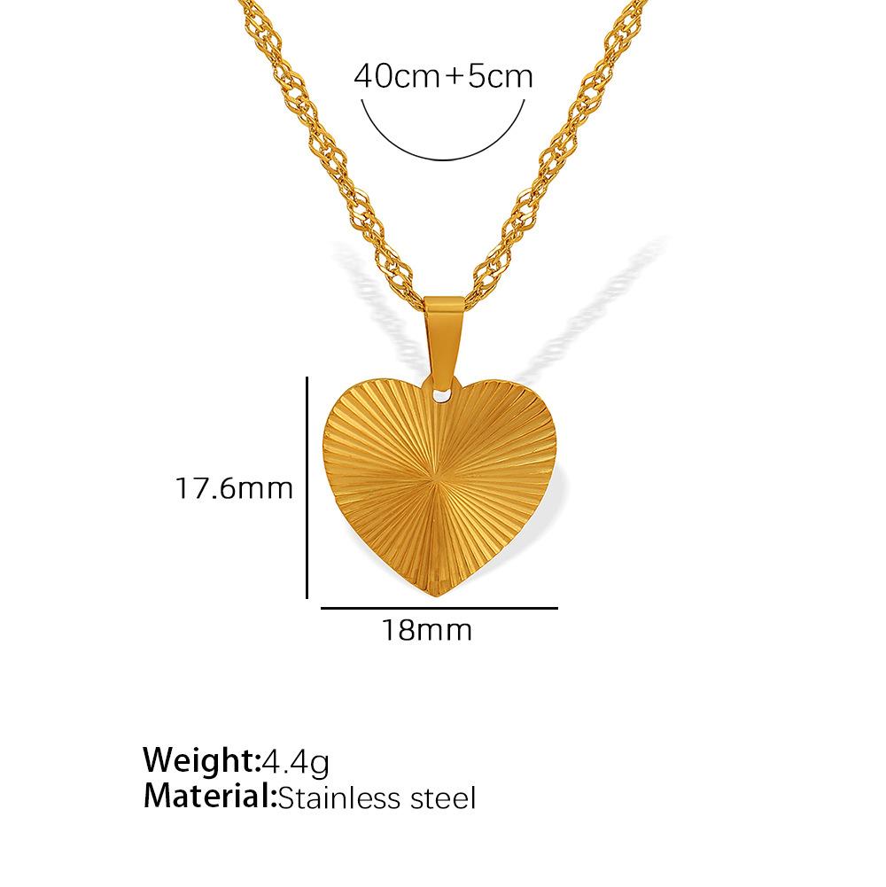 Round Heart Butterfly Necklace Gold Plated Stainless Steel Pendant Necklace Necklace