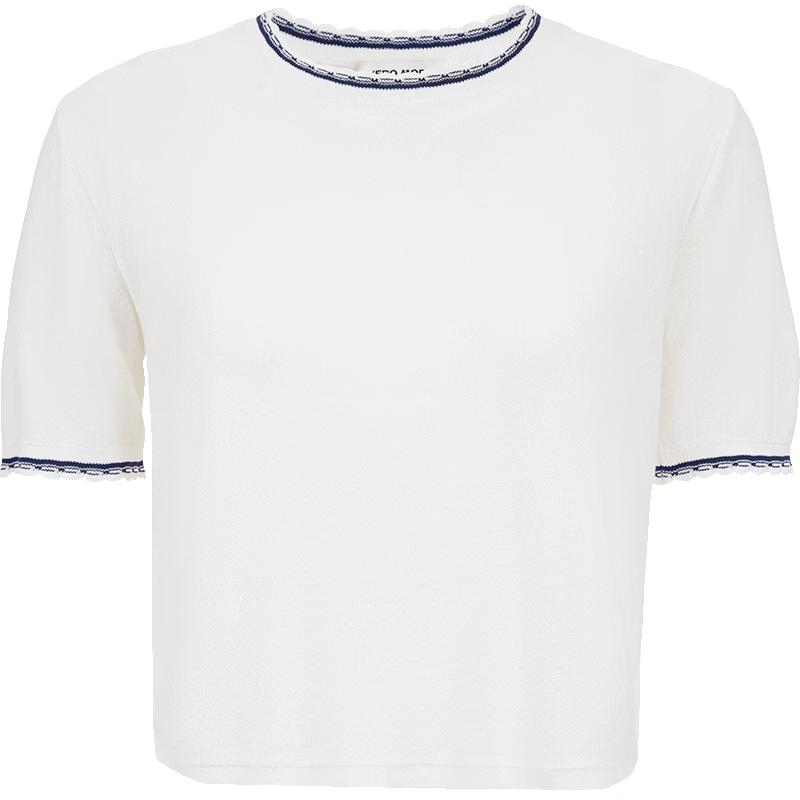 VEROMODA 2026 Summer Sequin Ruffle-Trim Knit Top L