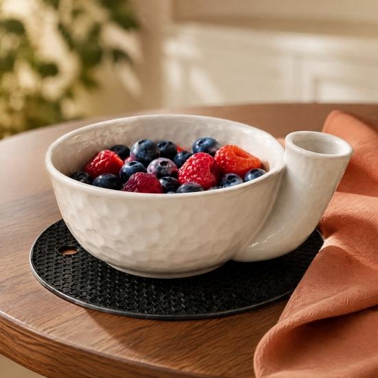 Moderne Küchenutensilien Selbstrotierende Beeren-Siebschale mit Löchern, Keramik-Wirbel-Spülgerät für Erdbeeren Ausgießer-Sieb, Spülen