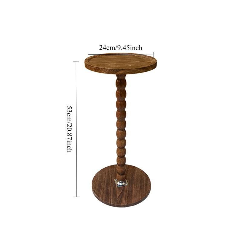 Round Side Table, Small Drink Table for Small Spaces, Modern Accent Nightstand with Solid Wood Leg for Living Room