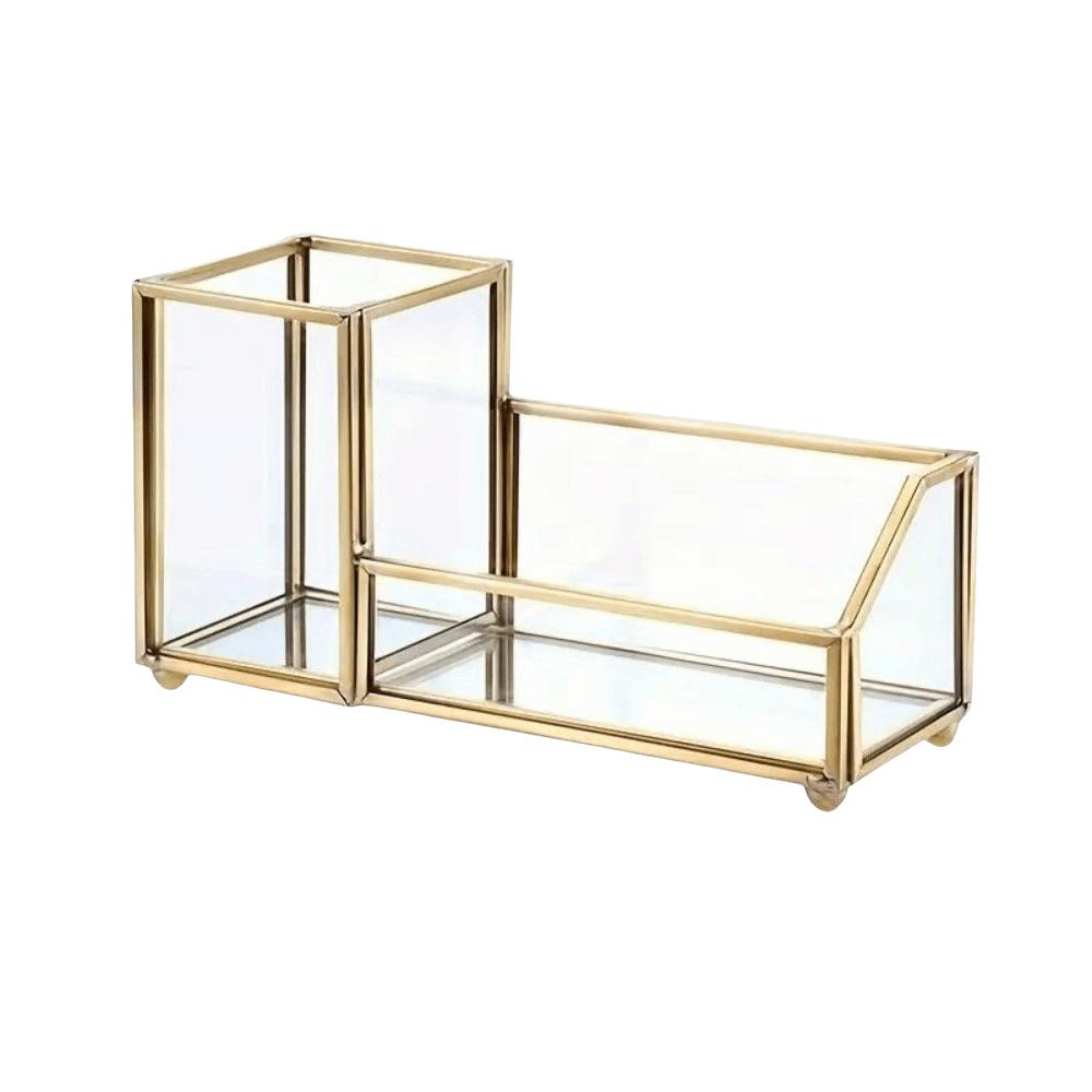Golden Edge Business Card Box Elegant Display Stand Office Tools Name Card Holder Home