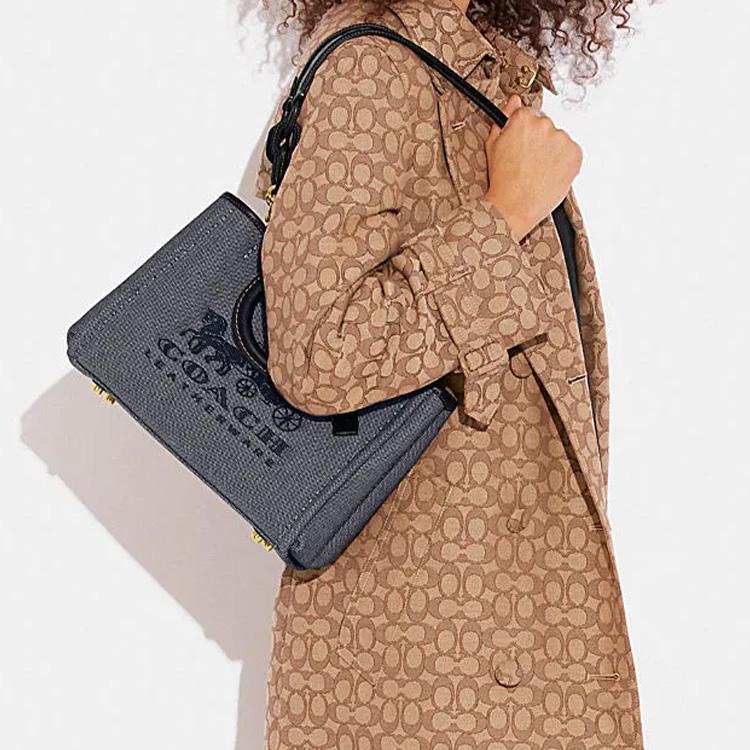 Nuova Borsa Tote in Tessuto COACH, Borsa Shopping, Borsa a Mano Monospalla Grande da Donna Blu Scuro CJ811-B4BHP