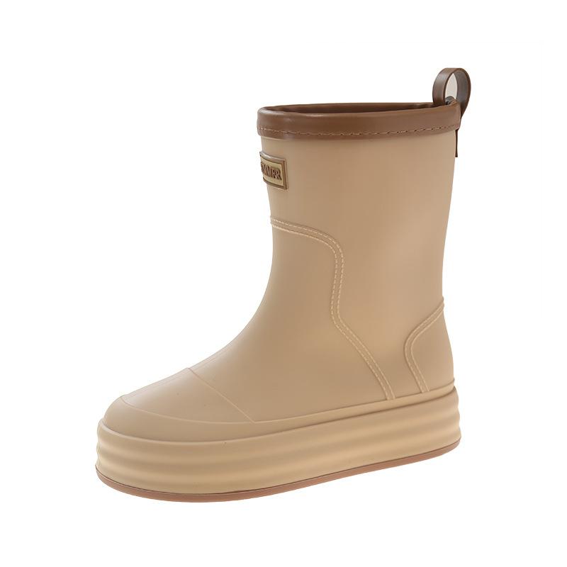 Medium Rain Boots Women's Non-slip Short Rubber Shoes Fleece Warm Water Shoes Kitchen Work Shoes Women's Lightweight Platform Rain Shoes