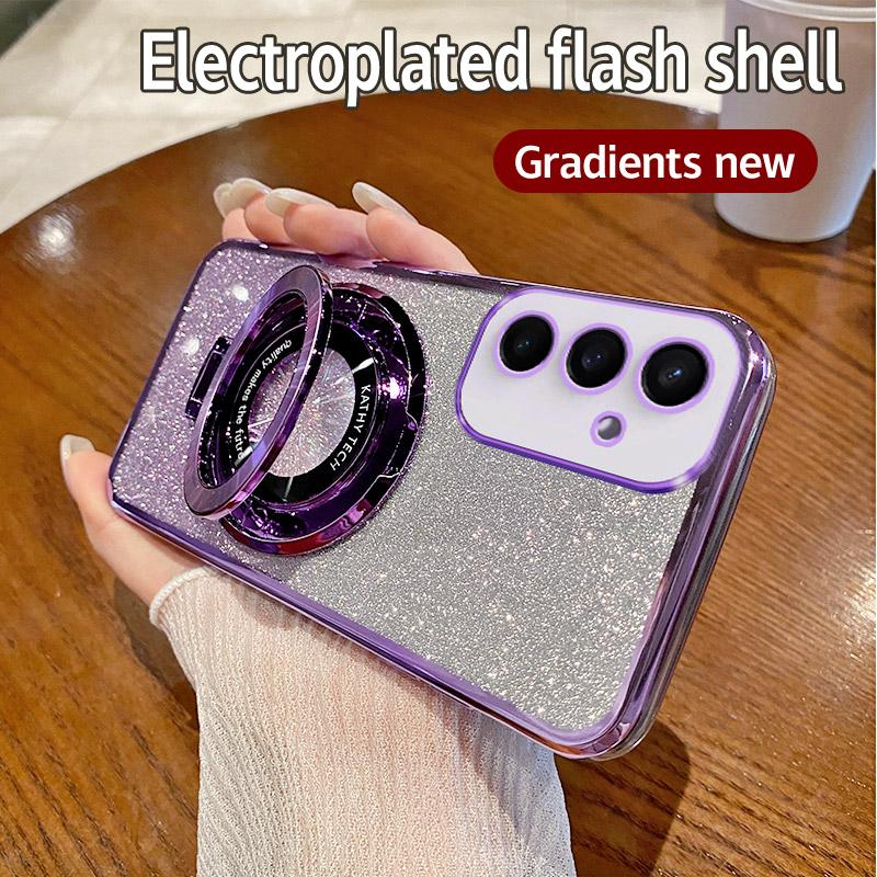 Glitter Magsafe Magnetic Stand Holder Plating Case for Samsung Galaxy A14 A24 A34 A54 A15 A25 A35 A55 A05 A05S 4G 5G Cover