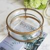 Creativity Glass Storage Tray Retro Copper Frame Cosmetic Container Living Room Dried Fruit Organizer European Home Decoration