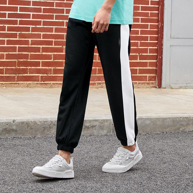 Li-Ning Side Color Blocked Fleece Cuffed Sweatpants Men Bottoms Black AKLRF33-1