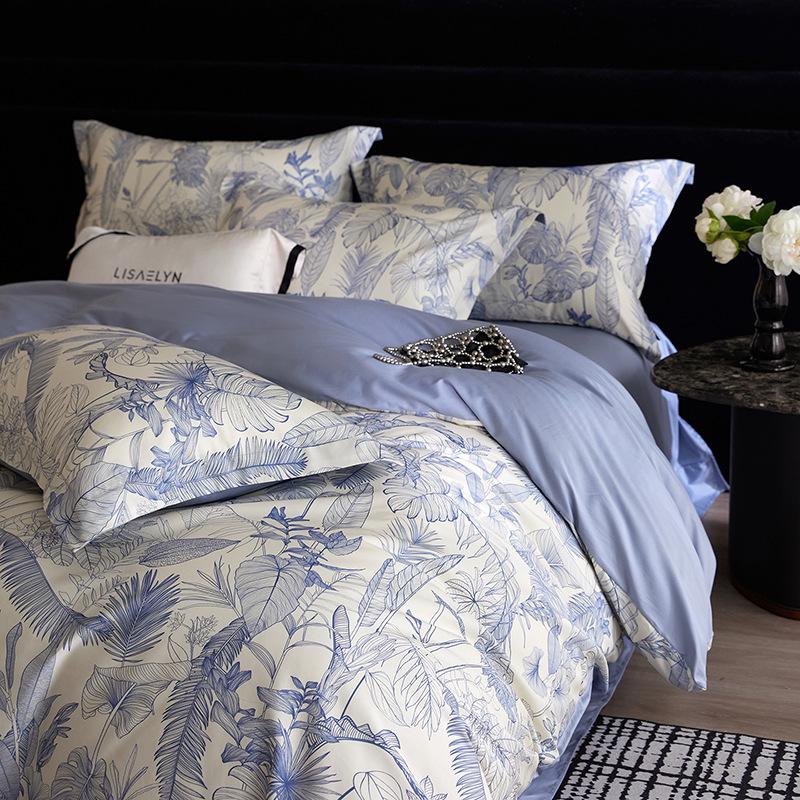 

Floral Modern Minimalist Cotton Bedding Set: 4-Piece, Spring/Autumn, Includes Duvet Cover & Sheet, Ideal for Sleeping Naturally. 1.8m Flat Sheet Set - Duvet 200x230