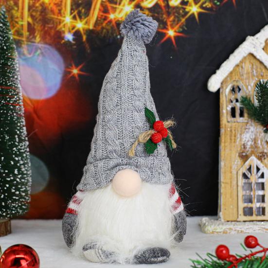 Svítící vánoční skřítek Malý svítící plyšový Santa Elf s pletenou čepicí Vycpaná švédská hračka Tomte pro zimní stolní krbovou dekoraci