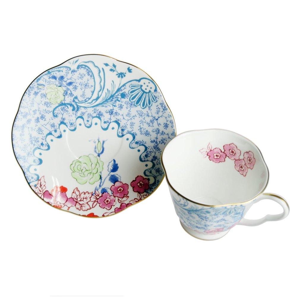 Wedgwood Butterfly Bloom Teacup Blue Pink & Saucer, & [Used]