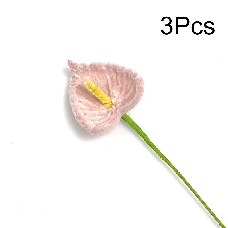 3Pcs Pipe Cleaner Flower Finished Artificial Chenille Stems Home Decor Flamingo Palm Handmade