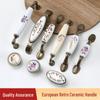 European Ceramic Blue Flower Round Cabinet Handle