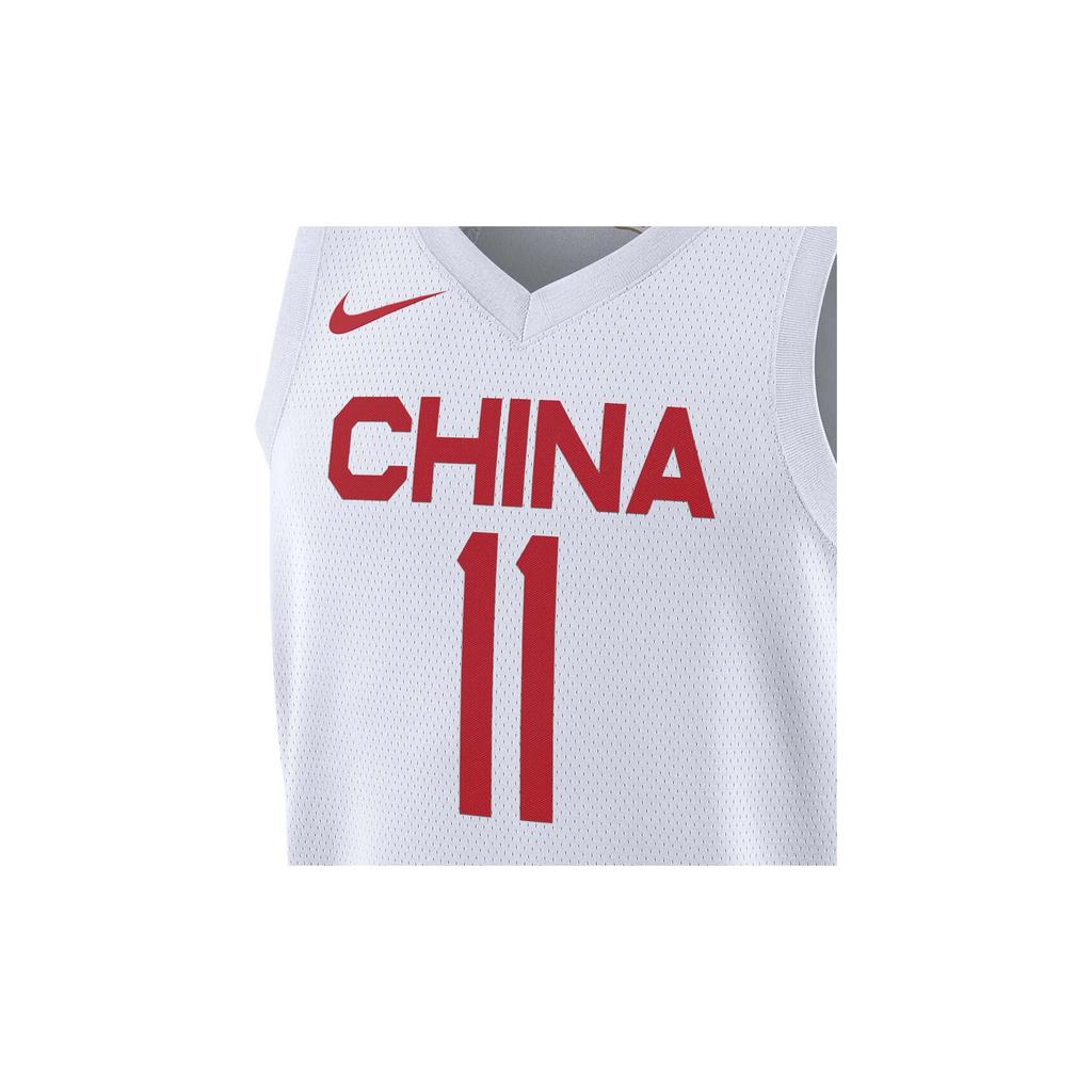 Nike Sleeveless Contrast Sports Jersey, China Team, Yi Jianlian No. 11 Home Basketball Vest Men Tops White CZ4255-101
