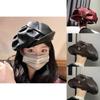 Fashionable Korean Style Pu Leather Beret Womens Artistic Sunshade Hat